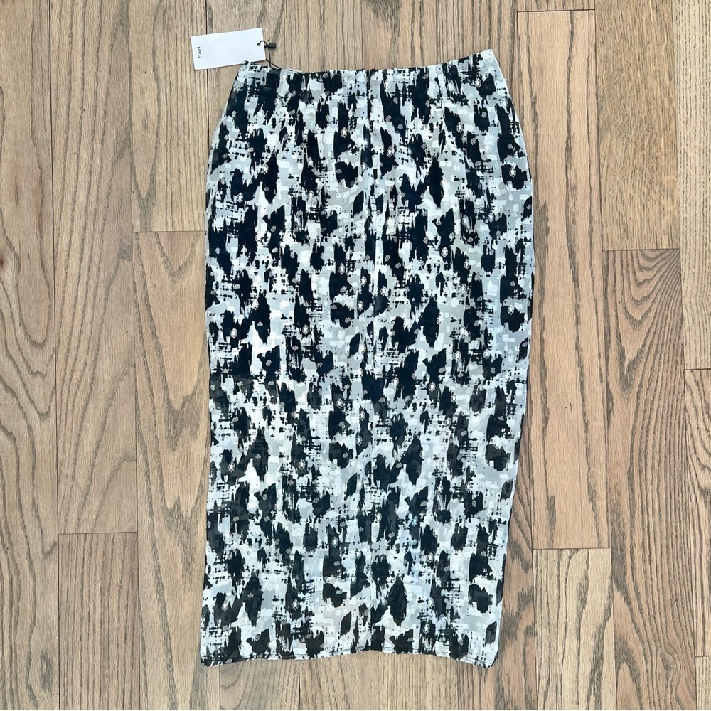 NWT Mango MNG Women’s Falda Floc Black and White Printed Midi Skirt Size Small - Picture 6 of 15